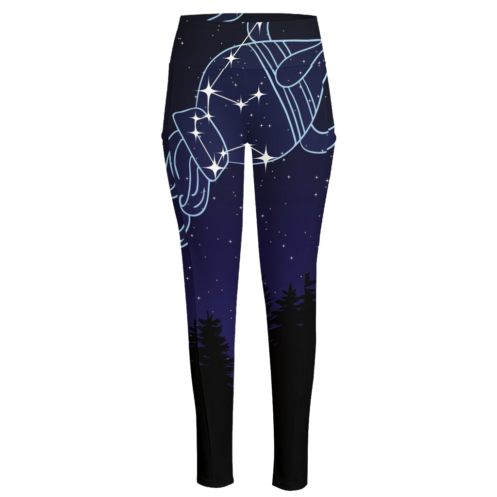 Aquarius Constellation Print High-Waisted Pocket Leggings