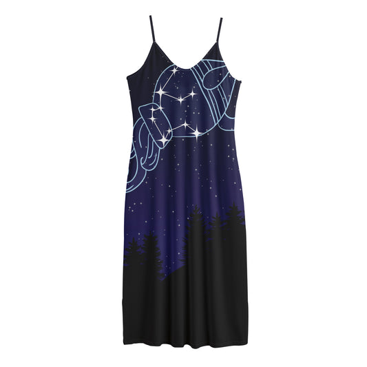 Aquarius Constellation Print Jersey Midi Cami Dress