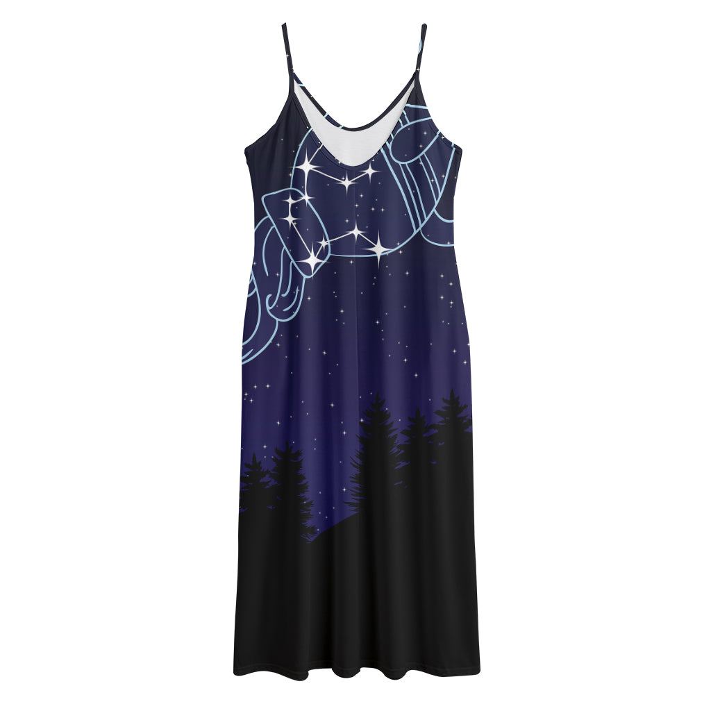 Aquarius Constellation Print Jersey Midi Cami Dress