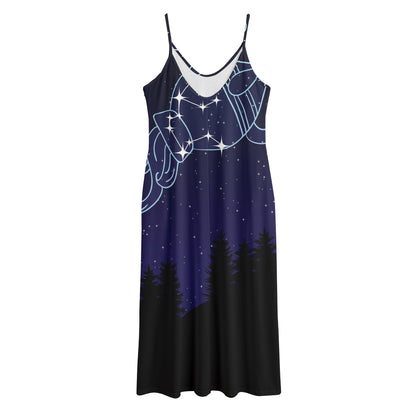 Aquarius Constellation Print Jersey Midi Cami Dress