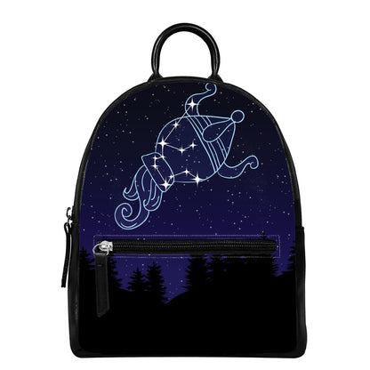 Aquarius Constellation Print Leather Backpack