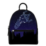 Aquarius Constellation Print Leather Backpack