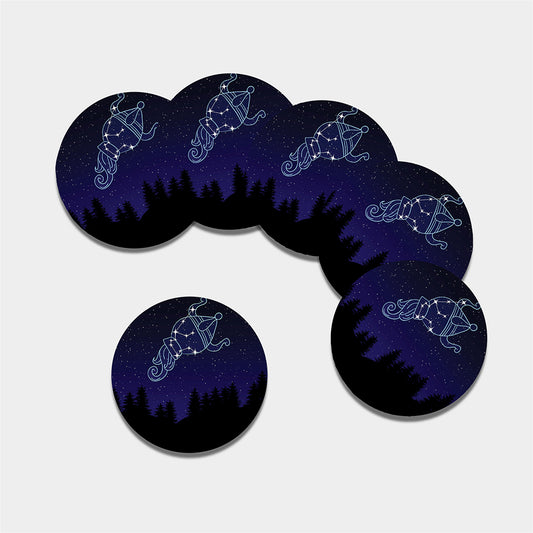 Aquarius Constellation Print Leather Coaster Set