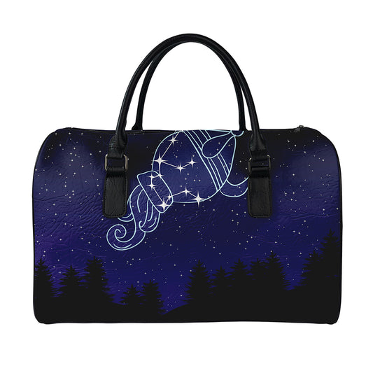 Aquarius Constellation Print Leather Duffle Bag