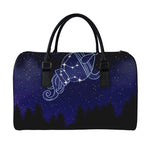 Aquarius Constellation Print Leather Duffle Bag