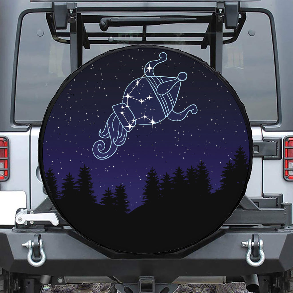 Aquarius Constellation Print Leather Spare Tire Cover