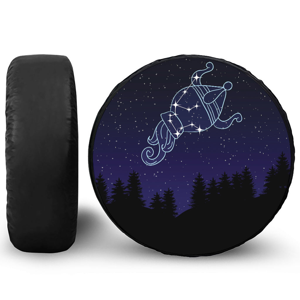 Aquarius Constellation Print Leather Spare Tire Cover