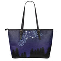 Aquarius Constellation Print Leather Tote Bag With Zipper