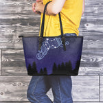 Aquarius Constellation Print Leather Tote Bag