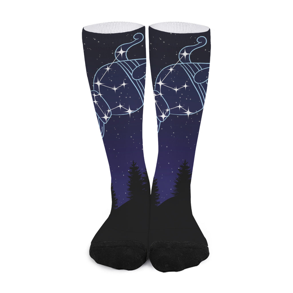 Aquarius Constellation Print Long Socks