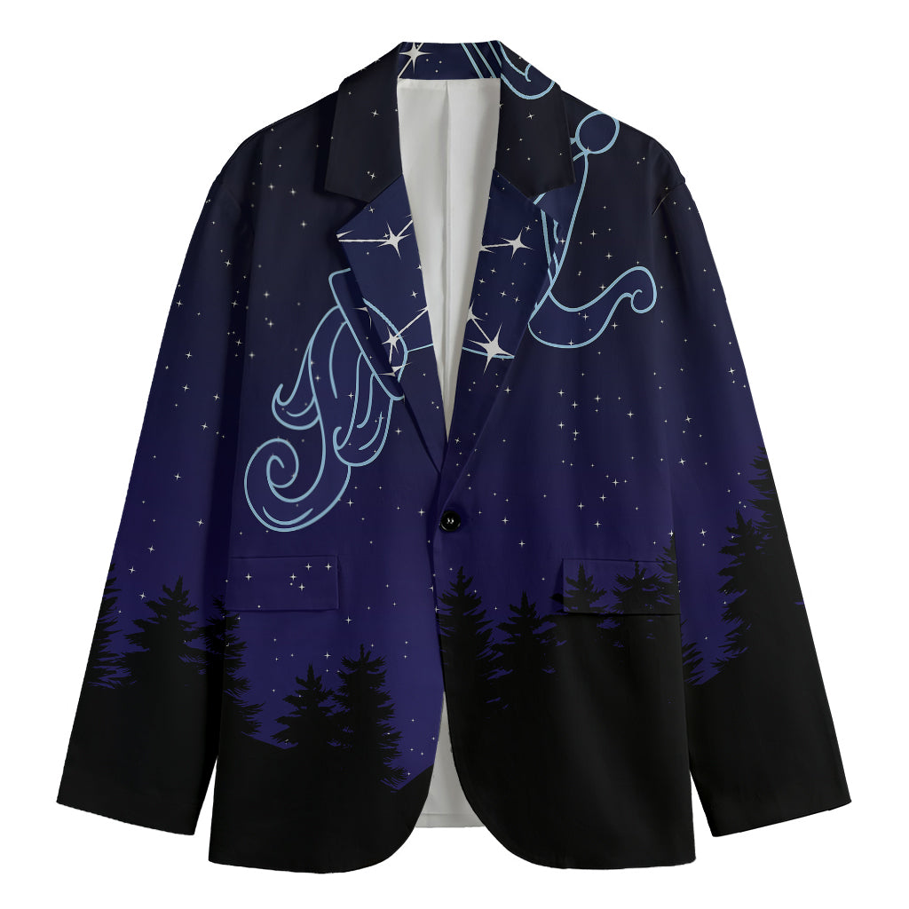 Aquarius Constellation Print Men's Blazer