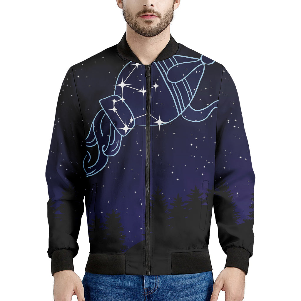 Aquarius Constellation Print Men's Bomber Jacket