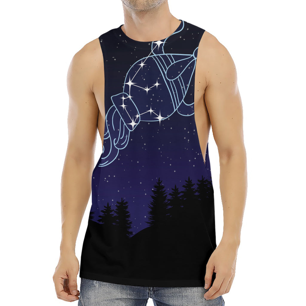 Aquarius Constellation Print Men's Muscle Tank Top