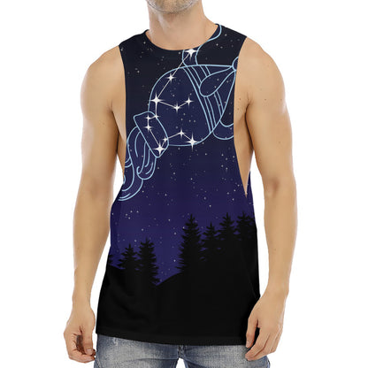 Aquarius Constellation Print Men's Muscle Tank Top