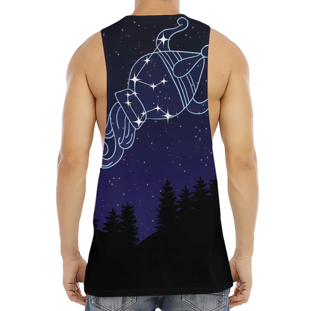 Aquarius Constellation Print Men's Muscle Tank Top