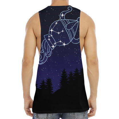 Aquarius Constellation Print Men's Muscle Tank Top