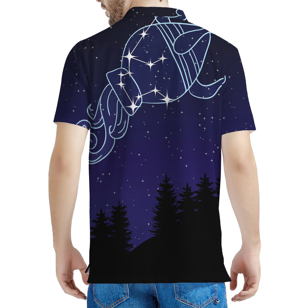 Aquarius Constellation Print Men's Polo Shirt