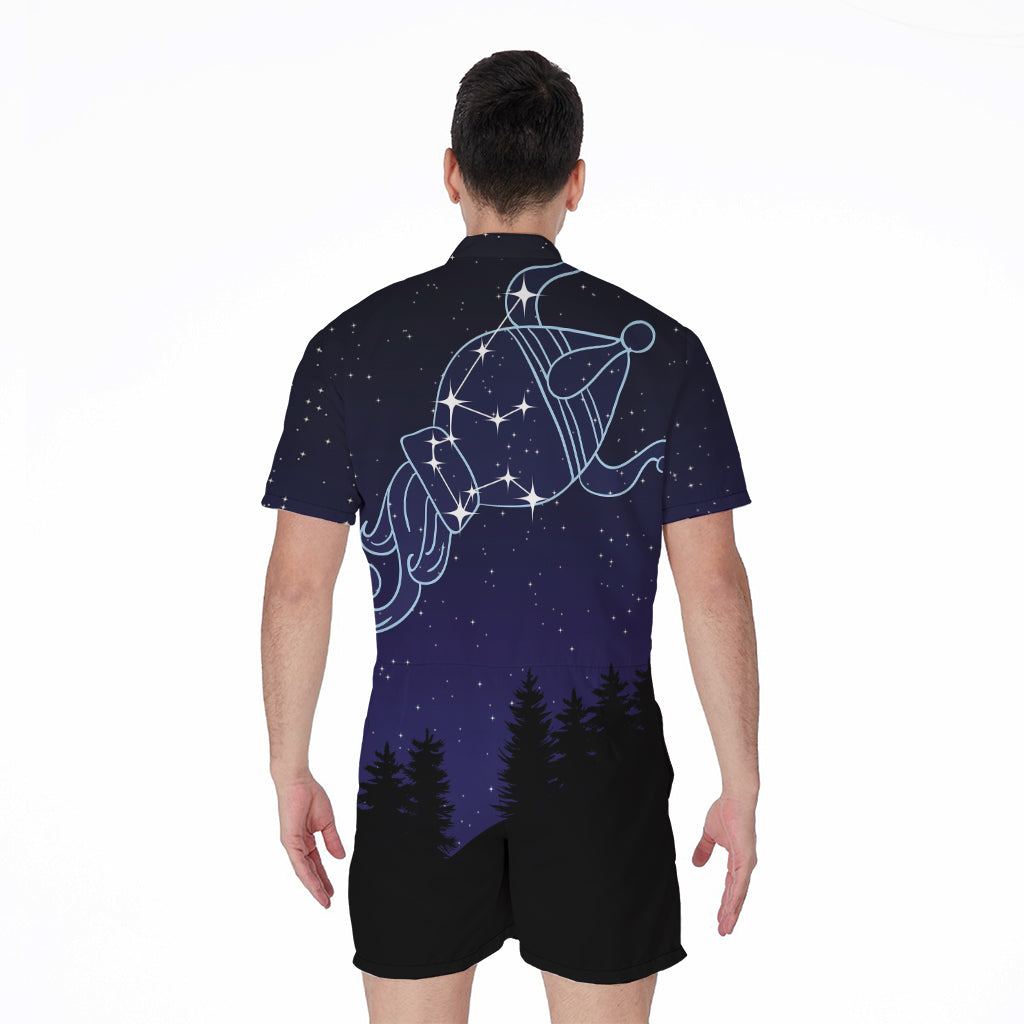 Aquarius Constellation Print Men's Rompers