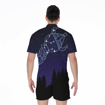 Aquarius Constellation Print Men's Rompers
