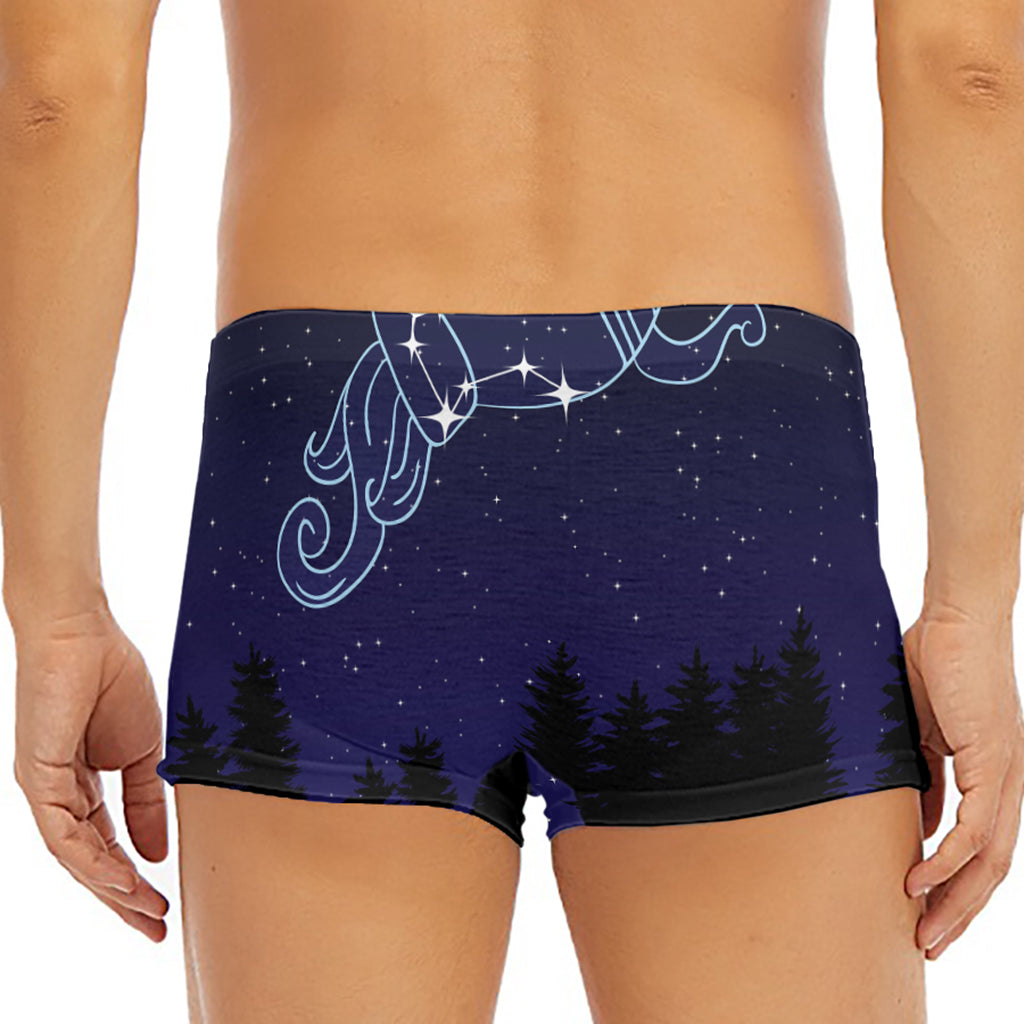 Aquarius Constellation Print Men's Short Boxer Briefs