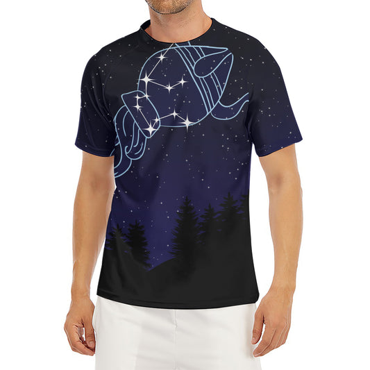 Aquarius Constellation Print Men's Short Sleeve Rash Guard