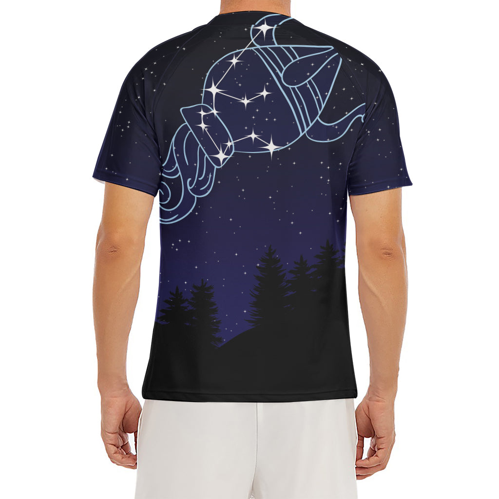 Aquarius Constellation Print Men's Short Sleeve Rash Guard
