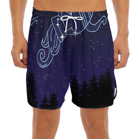 Aquarius Constellation Print Men's Split Running Shorts