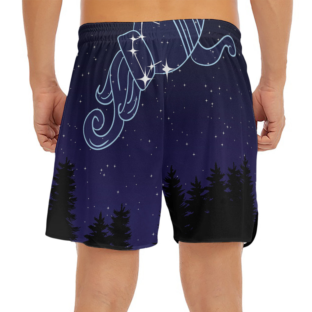 Aquarius Constellation Print Men's Split Running Shorts