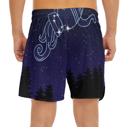 Aquarius Constellation Print Men's Split Running Shorts