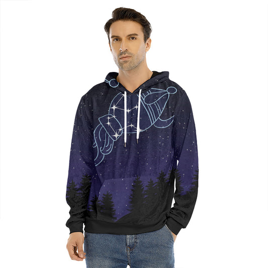 Aquarius Constellation Print Men's Velvet Pullover Hoodie