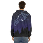 Aquarius Constellation Print Men's Velvet Pullover Hoodie