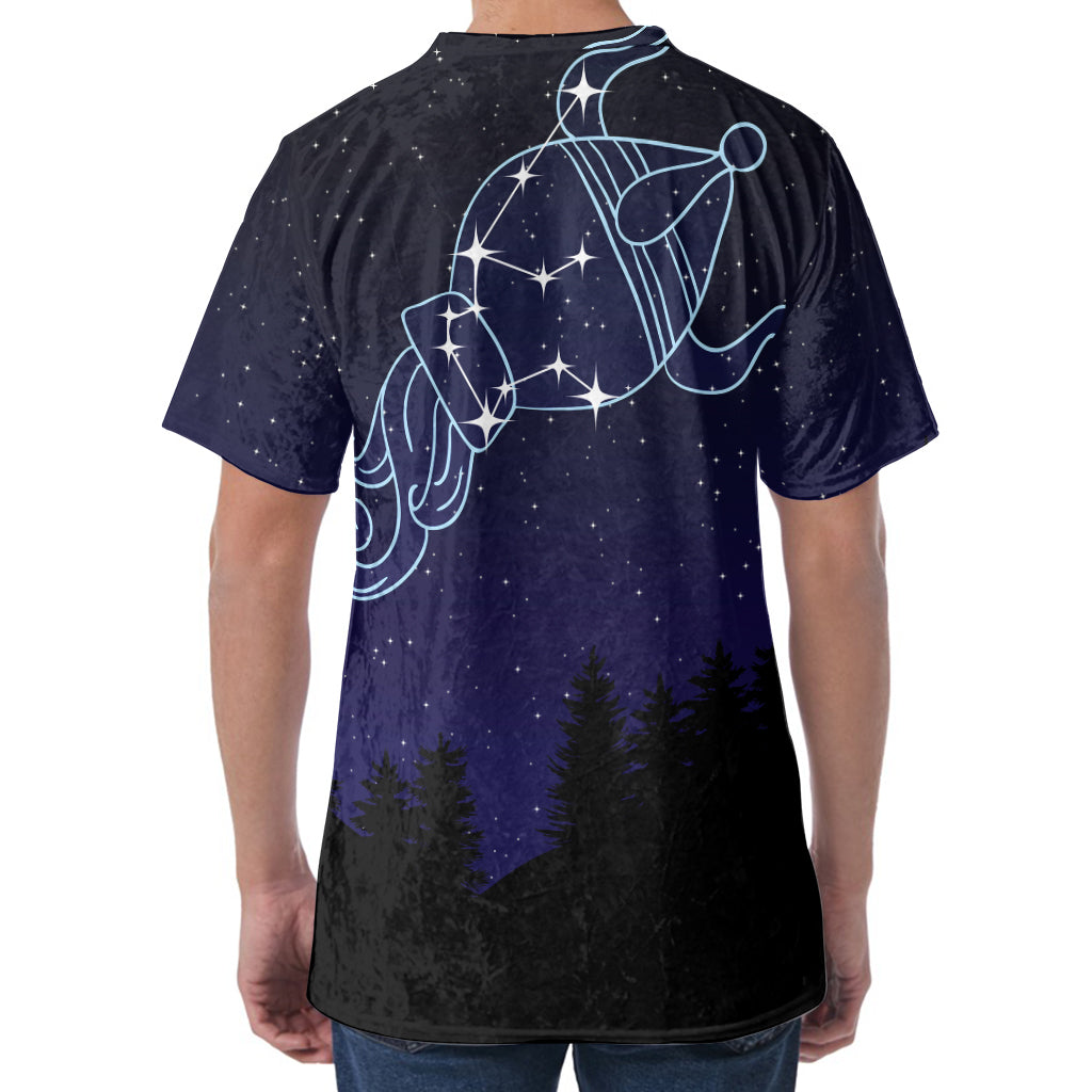 Aquarius Constellation Print Men's Velvet T-Shirt