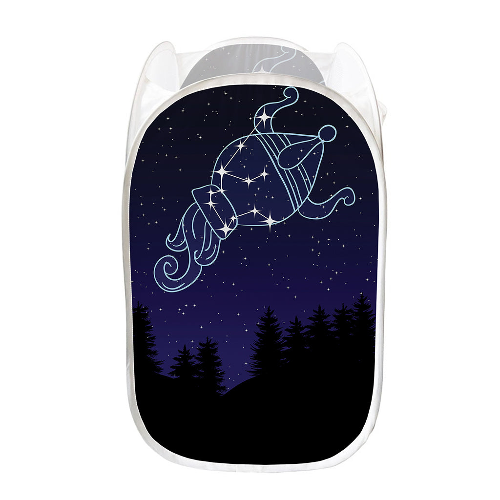 Aquarius Constellation Print Mesh Laundry Hamper