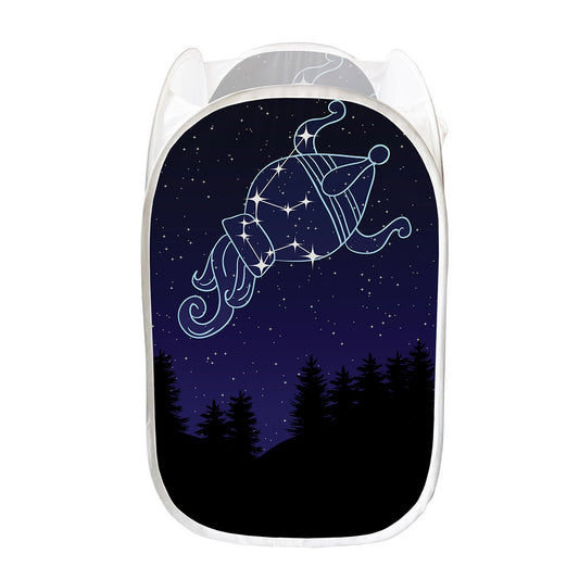 Aquarius Constellation Print Mesh Laundry Hamper