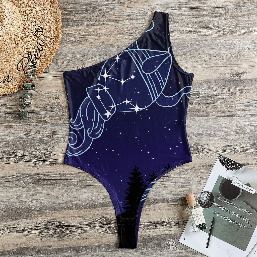 Aquarius Constellation Print One Shoulder Bodysuit