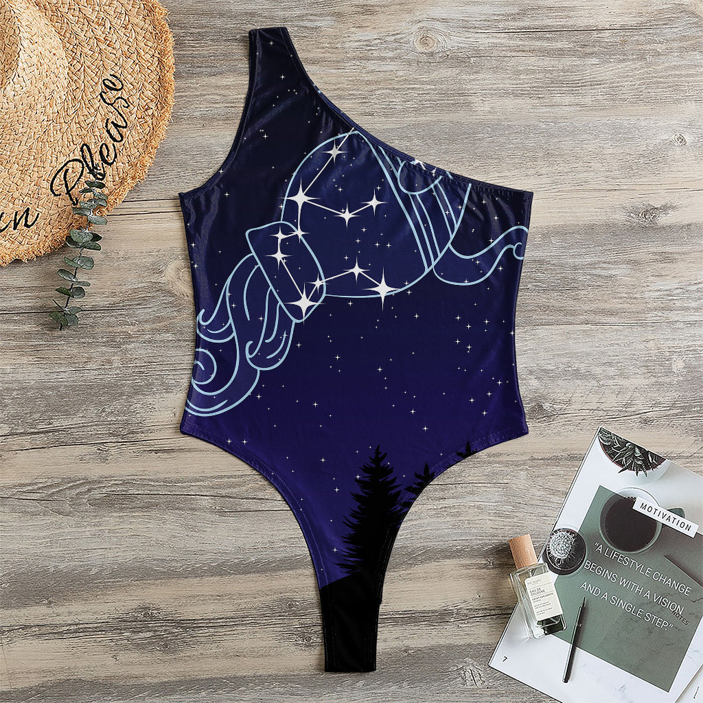 Aquarius Constellation Print One Shoulder Bodysuit