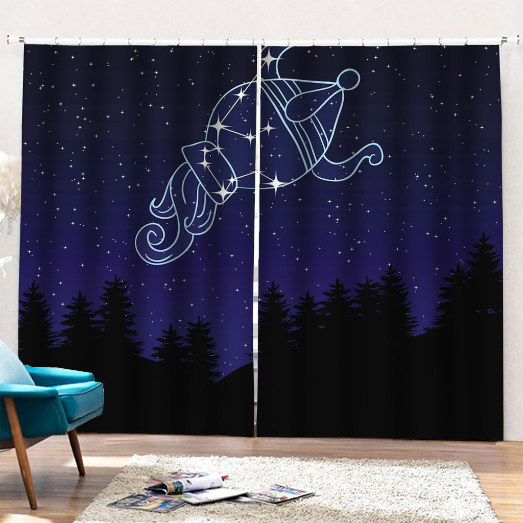 Aquarius Constellation Print Pencil Pleat Curtains