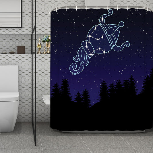 Aquarius Constellation Print Polyester Shower Curtain