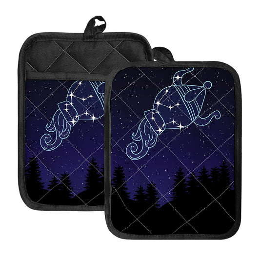 Aquarius Constellation Print Pot Holders With Pocket