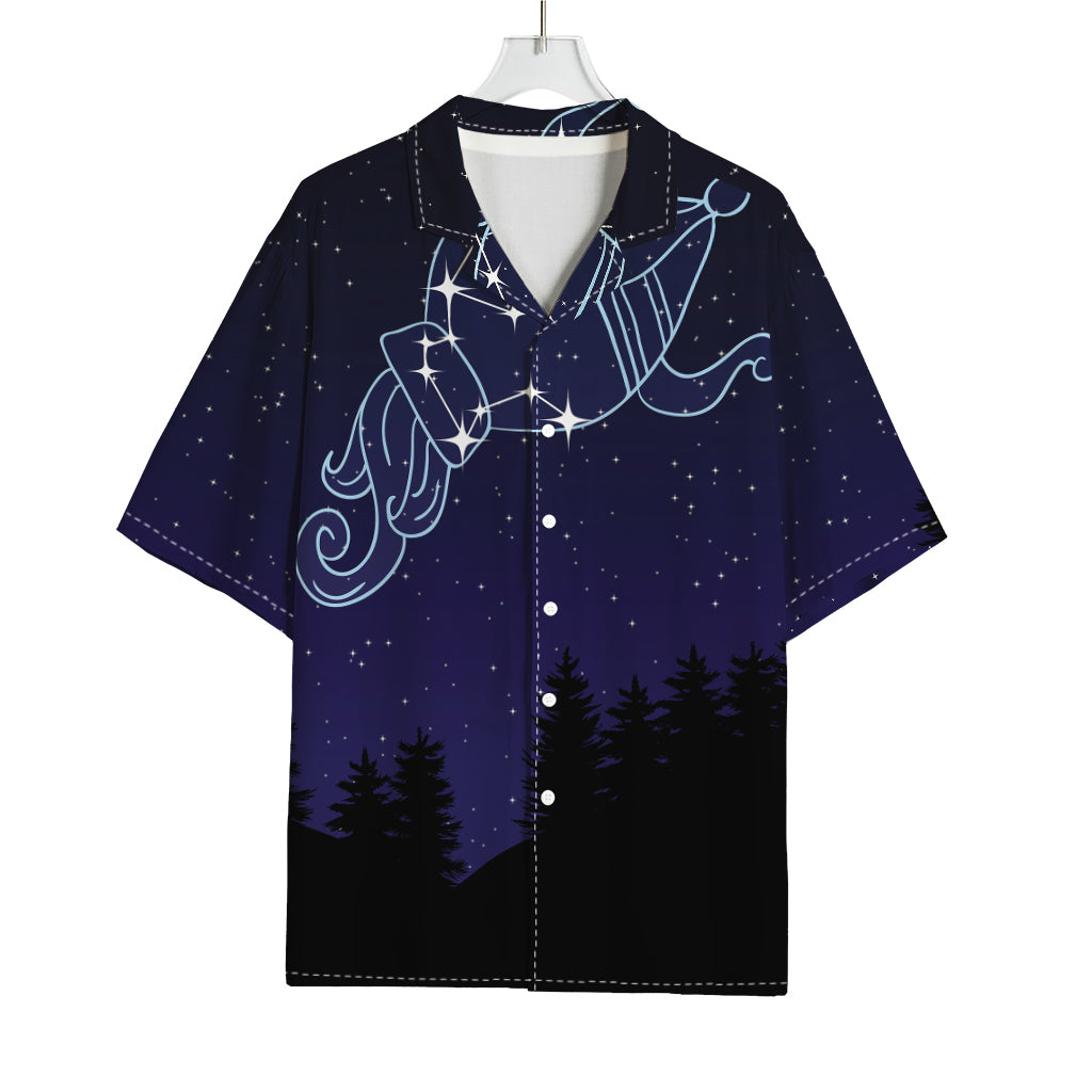 Aquarius Constellation Print Rayon Hawaiian Shirt