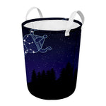 Aquarius Constellation Print Round Laundry Basket
