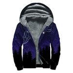 Aquarius Constellation Print Sherpa Lined Zip Up Hoodie