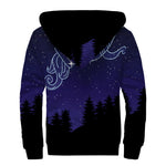 Aquarius Constellation Print Sherpa Lined Zip Up Hoodie