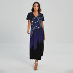 Aquarius Constellation Print Short Sleeve Maxi Dress