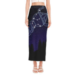 Aquarius Constellation Print Side Slit Maxi Skirt