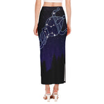 Aquarius Constellation Print Side Slit Maxi Skirt