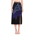 Aquarius Constellation Print Side Slit Midi Skirt