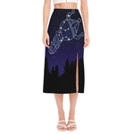 Aquarius Constellation Print Side Slit Midi Skirt