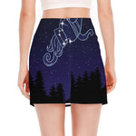 Aquarius Constellation Print Side Slit Mini Skirt