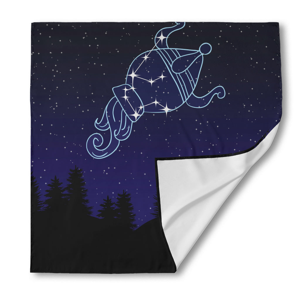 Aquarius Constellation Print Silk Bandana